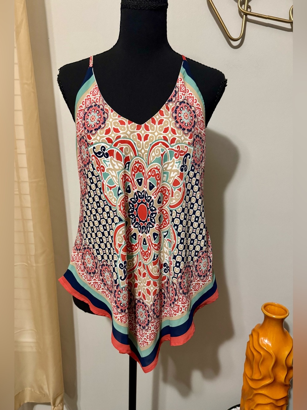 HeartSoul Multicolor Mandala V-Neck Spaghetti Strap Cami